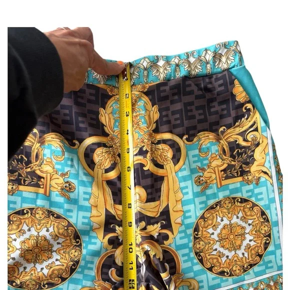 Shorts Set Vibrant Blue and Gold Patterned Jacket and Shorts - Picture 5 of 6